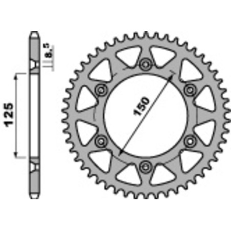 Kit de cadena EK/PBR 520MRD7 16/44 - corona Standard para KTM RALLY 690 de 2007 a 2010