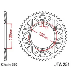 EK/JT Kettenkit 520M3 14/50 - ultraleichtes Kettenrad für YAMAHA YZ 250, YZ 250 X und FANTIC XX 250 1999-2027