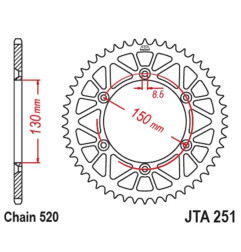 Kit chaîne EK/JT 520M3 14/50 - couronne ultra-light pour YAMAHA YZ 250, YZ 250 X et FANTIC XX 250 de 1999 à 2027
