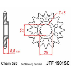 EK CHAIN Kettensatz für KTM SX 250 2004