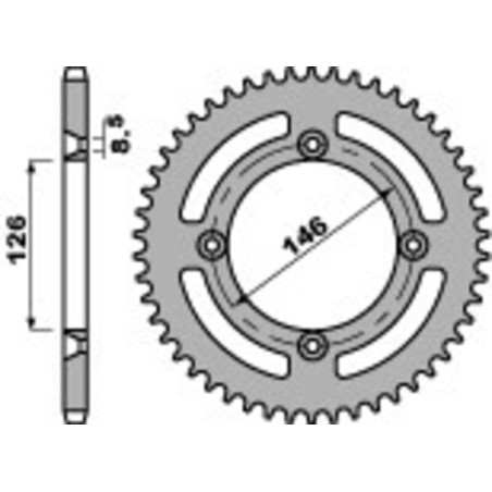 EK/PBR Kettenkit 428 DEH - 14/50-126 - Standard Kettenrad Stahl für SUZUKI TS 125 X 1984-1988