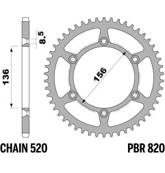Kit de cadena EK/PBR 520MRD7 15/45 - corona Standard para HUSQVARNA TE 610 de 1998 a 2009