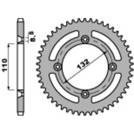 Kit chaîne EK/PBR 428 SHDR - 13/49-124 - Couronne acier standard pour KTM SX 85, GAS GAS MC 85 et HUSQVARNA TC 85 de 2018 à 2027