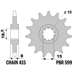 EK CHAIN Kettensatz für APRILIA PEGASO 50, RX 50, RX 50 3 MARCE, RX 50 5 MARCE 1992-1995