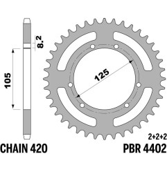 EK/PBR Kettenkit 420 SR - 12/53-130 - Standard Kettenrad Stahl für GILERA SMT 50 2006-2010