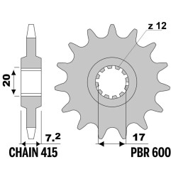 EK CHAIN chain and sprocket kit for YAMAHA DT 50 2007-2011
