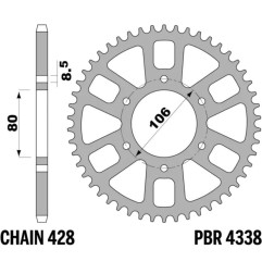 Kit chaîne EK/PBR 428 DEH - 12/56-132 - Couronne alu standard pour HM CRE 50, CRE 50 BAJA, CRE 50 SIX BAJA, CRE 50 SIX DERAPAGE