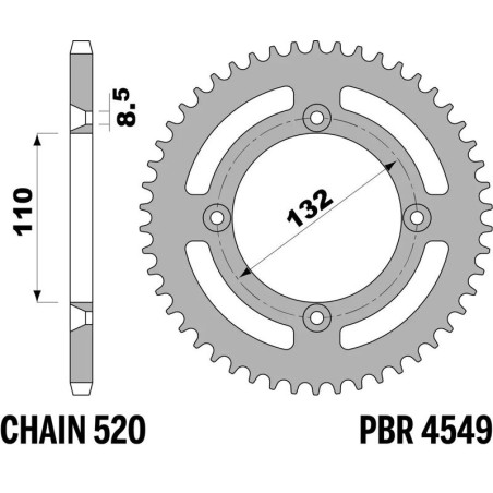 Kit chaîne EK/PBR 520 SRX2 - 12/48-118 - Couronne acier standard pour KTM FREERIDE 350 de 2013 à 2017