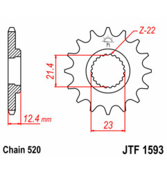 Kit chaîne EK/JT 520 SRX2 - 14/38-92 - Couronne acier standard pour YAMAHA YFM 250 RAPTOR 2WD de 2008 à 2013
