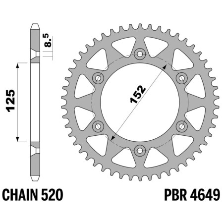EK/PBR Kettenkit 520 SRX2 - 13/50-114 - Standard Kettenrad Stahl für BETA RR 125, RR 125 2T RACE, RR 125 2T X-PRO, RR 350