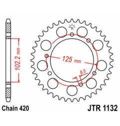 Kit chaîne JT 420 HDR - 11/53-130 - Couronne acier standard pour GILERA RCR 50 de 2012 à 2017