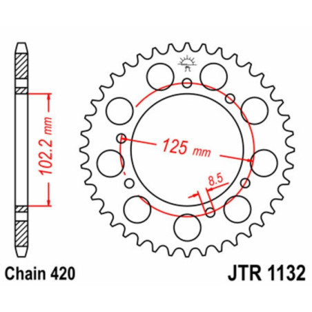 Kit chaîne JT 420 HDR - 11/53-130 - Couronne acier standard pour GILERA RCR 50 de 2012 à 2017