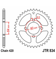 Kit chaîne JT 420 HDR - 14/32-96 - Couronne acier standard pour YAMAHA CHAPPY 50 de 1995