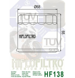 Filtre à huile HIFLOFILTRO Noir brillant pour SUZUKI DL 650 V-STROM ABS, ARCTIC CAT 500 4WD AUTO TRANS. et KYMCO MAXXER 450