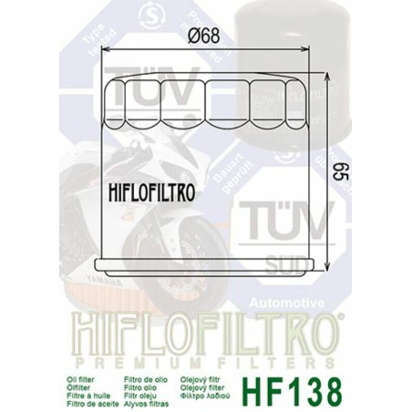 HIFLOFILTRO Oil Filter Glossy Black for SUZUKI DL 650 V-STROM ABS, ARCTIC CAT 500 4WD AUTO TRANS. and KYMCO MAXXER 450 1998-2026