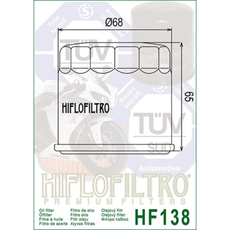 HIFLOFILTRO Racing Oil Filter for SUZUKI DL 650 V-STROM ABS, ARCTIC CAT 500 4WD AUTO TRANS. and KYMCO MAXXER 450 1998-2026