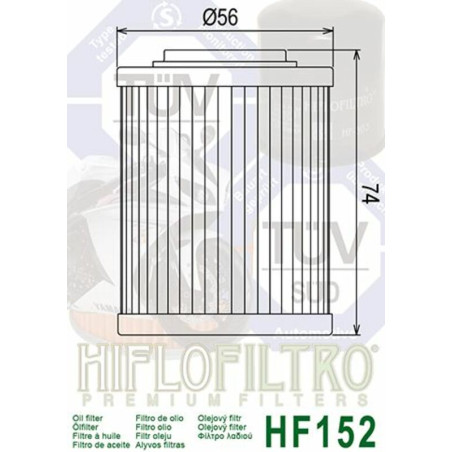 Filtro de aceite HIFLOFILTRO para CAN-AM OUTLANDER 650, OUTLANDER 650 EFI XT y APRILIA ETV 1000 CAPONORD, ETV 1000 CAPONORD ABS