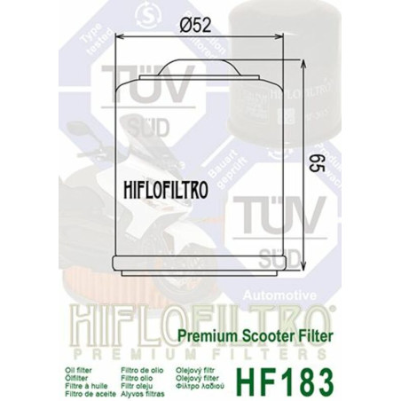 HIFLOFILTRO Ölfilter für APRILIA HABANA 125, GILERA OREGON 250 QUAD und RIEJU MARATHON 125 2003-2020