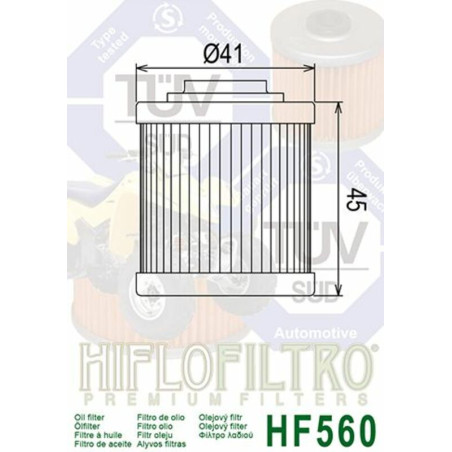Filtre à huile HIFLOFILTRO pour CAN-AM DS 450, DS 450 EFI XMX, DS 450 EFI XXC, DS 450 XMX, DS 450 XXC de 2008 à 2015