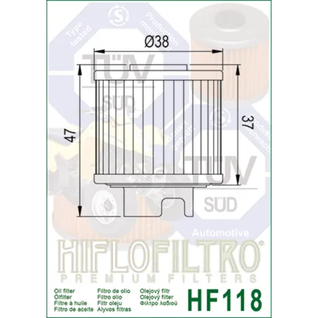 HIFLOFILTRO Ölfilter für HONDA ATC 125 M, TRX 125 FOURTRAX 2WD 1984-1988