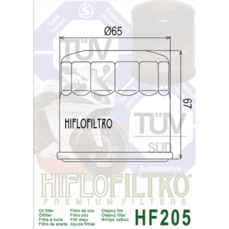 Filtro de aceite HIFLOFILTRO para YAMAHA YFM 700 GRIZZLY EPS XT-R, YFM 700 KODIAK 4WD, YFM 700 KODIAK EPS 4WD de 2020 a 2025