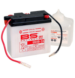 Batterie BS BATTERY conventionnelle avec pack acide - 6N4B-2A pour SUZUKI DS 80, TS 125, TS 125 ER, TS 80 ER et KAWASAKI KDX 175