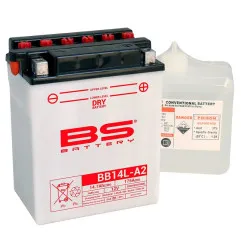 Batterie BS BATTERY Haute-performance avec pack acide - BB14L-A2 pour APRILIA, KAWASAKI, GILERA et HONDA de 1978 à 2008