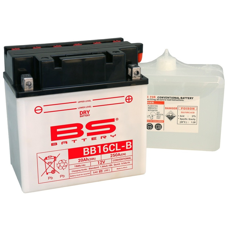 BS BATTERY Battery High performance with Acid Pack - BB16CL-B for KAWASAKI KLF 300 BAYOU 2WD, KLF 400 BAYOU 4WD 1987-2006
