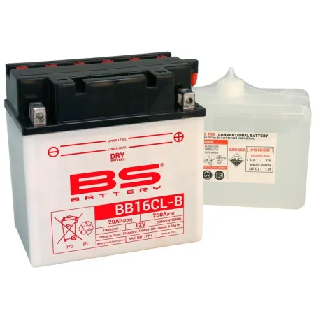 Batterie BS BATTERY Haute-performance avec pack acide - BB16CL-B pour KAWASAKI KLF 300 BAYOU 2WD, KLF 400 BAYOU 4WD