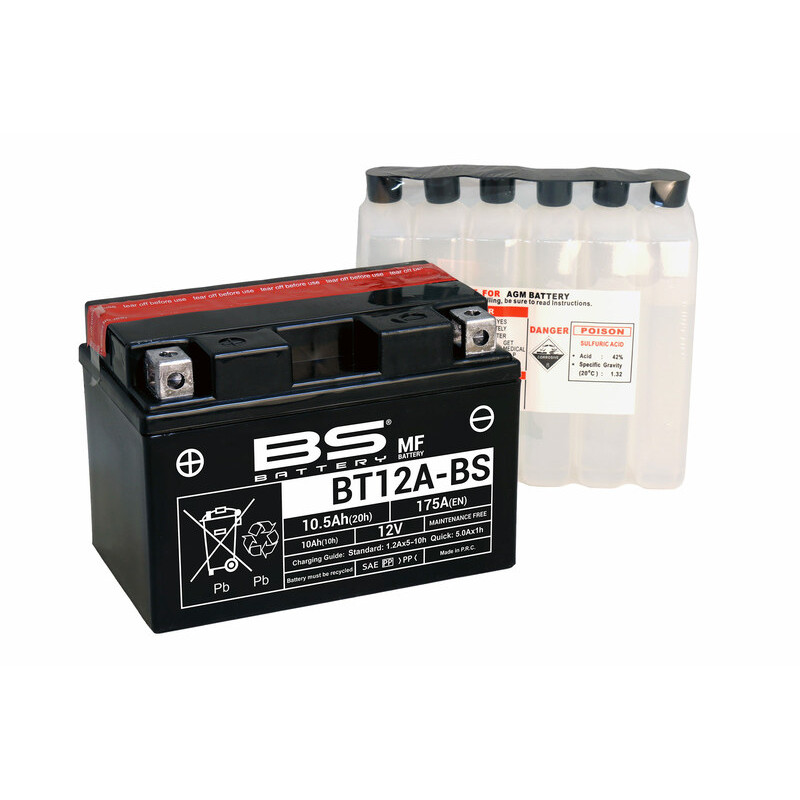 Batterie BS BATTERY sans entretien avec pack acide - BT12A-BS pour KTM ADVENTURE 790, ADVENTURE 890, SMT 890 de 2019 à 2026 Batterie BS BATTERY sans entretien avec pack acide - BT12A-BS pour KTM ADVENTURE 790, ADVENTURE 890, SMT 890 de 2019 à 2026