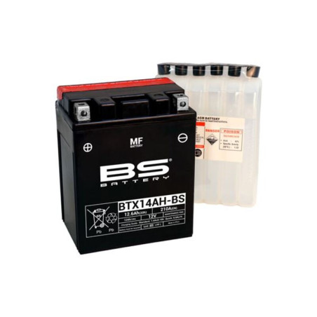 Batería BS BATTERY BTX14AH-BS para POLARIS TRAIL BOSS 250, YAMAHA YFM 350 GRIZZLY 2WD y KAWASAKI KVF 360 PRAIRIE 4WD
