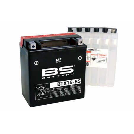 BS BATTERY Wartungsfreie Batterie mit Säurepack - BTX16-BS für SUZUKI LT-A 500 VINSON AUTOMATIC 4WD, LT-F 500 QUADRUNNER 4WD