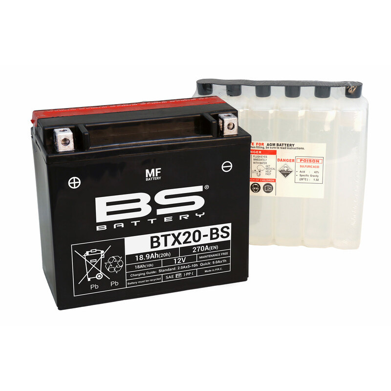 BS BATTERY Battery Maintenance Free with Acid Pack - BTX20-BS for CAN-AM COMMANDER 1000, COMMANDER 1000 EFI XT, COMMANDER 800