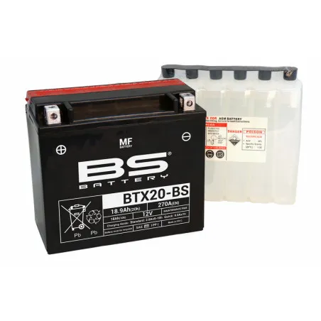 BS BATTERY Wartungsfreie Batterie mit Säurepack - BTX20-BS für CAN-AM COMMANDER 1000, COMMANDER 1000 EFI XT, COMMANDER 800