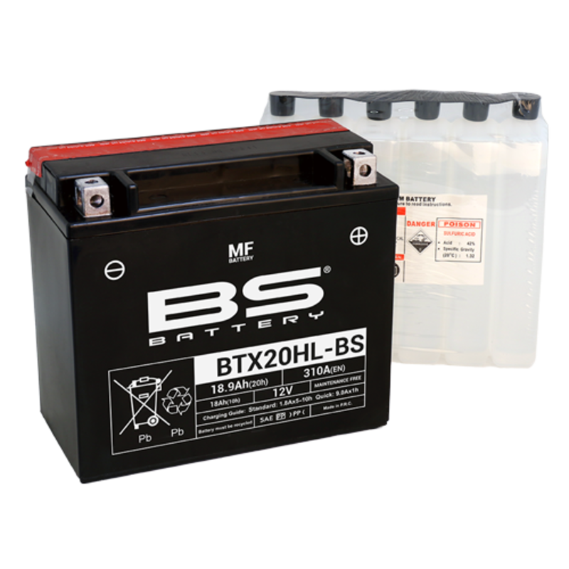 BS BATTERY Wartungsfreie Batterie mit Säurepack - BTX20HL-BS für CAN-AM, POLARIS und YAMAHA 2007-2022