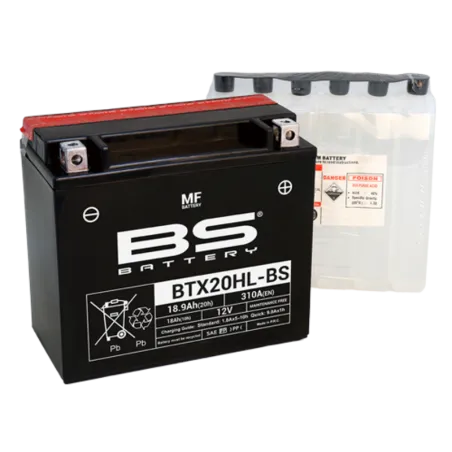 BS BATTERY Wartungsfreie Batterie mit Säurepack - BTX20HL-BS für CAN-AM, POLARIS und YAMAHA 2007-2022