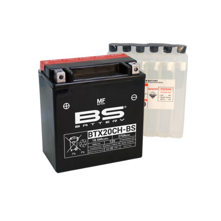 Batterie BS BATTERY sans entretien avec pack acide - BTX20CH-BS pour SUZUKI LT-A 500 KINGQUAD AXI 4WD, LT-A 750 KINGQUAD AXI 4WD