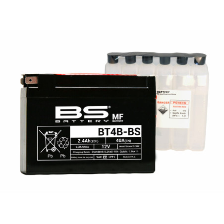 BS BATTERY Wartungsfreie Batterie mit Säurepack - BT4B-BS für YAMAHA TTR 110, TTR 50, TTR 90 und SUZUKI DRZ 70 2000-2022