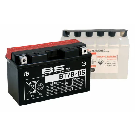 BS BATTERY wartungsfreie Batterie mit Säurepack - BT7B-BS für SUZUKI, CAN-AM, YAMAHA und RIEJU von 1999 bis 2020