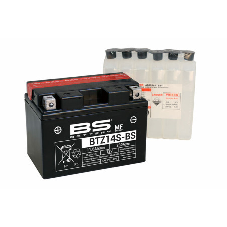 Batterie BS BATTERY sans entretien avec pack acide - BTZ14S-BS pour KTM ADVENTURE 950, ADVENTURE 990, SUPERMOTO 990