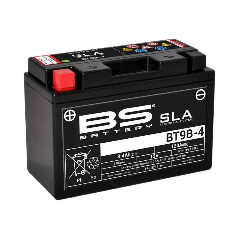 BS BATTERY SLA maintenance-free factory-activated - BT9B-4 for YAMAHA XT 660, XT 660 X, XT 660 Z TENERE, YFM 700 RAPTOR 2WD