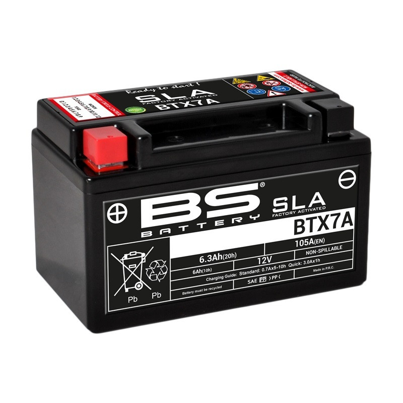 Batería BS BATTERY SLA BTX7A (FA) para APRILIA SXV 450, SUZUKI LTZ 90, DAELIM BESBI 125 y HONDA XL 125 de 1997 a 2025
