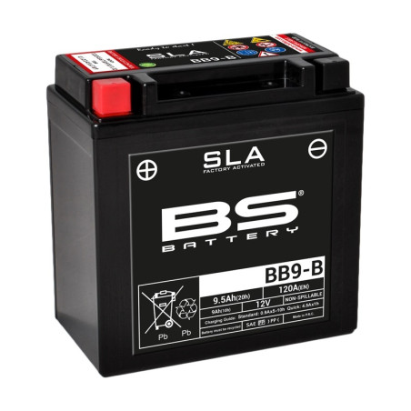 Batterie BS BATTERY SLA sans entretien activé usine - BB9-B pour APRILIA, GILERA, DAELIM et HONDA de 1980 à 2019