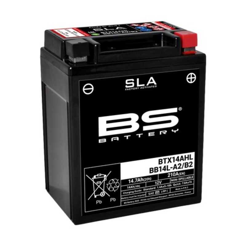BS BATTERY SLA Wartungsfreie Batterie Werkseitig aktiviert - BTX14AHL / BB14L-A2/B2 für APRILIA, KAWASAKI, GILERA und HONDA