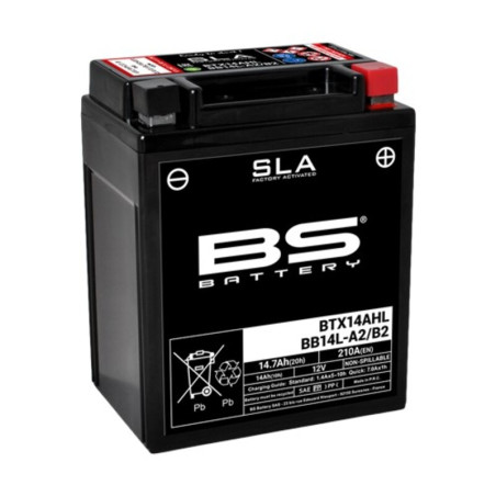 Batterie BS BATTERY SLA sans entretien activé usine - BTX14AHL / BB14L-A2/B2 pour APRILIA, KAWASAKI, GILERA et HONDA