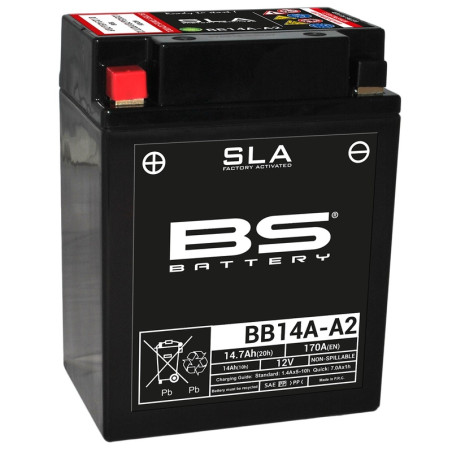 Batería BS BATTERY SLA BB14A-A2 (FA) para POLARIS, KAWASAKI, SUZUKI y YAMAHA de 1985 a 2020