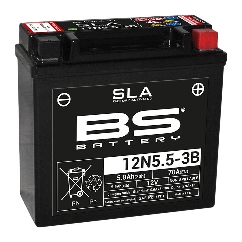 BS BATTERY SLA Wartungsfreie Batterie Werkseitig aktiviert - 12N5.5-3B für APRILIA, KAWASAKI und YAMAHA 1972-2013 BS BATTERY SLA Wartungsfreie Batterie Werkseitig aktiviert - 12N5.5-3B für APRILIA, KAWASAKI und YAMAHA 1972-2013