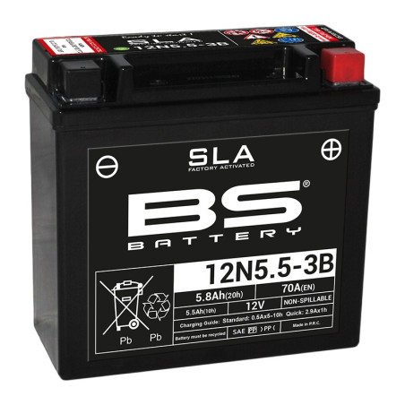 BS BATTERY battery for APRILIA ETX 125, ETX 350, ETX 600, KAWASAKI S1 250 MACH I, S2 350 MACH II and YAMAHA YZF 125 1972-2013