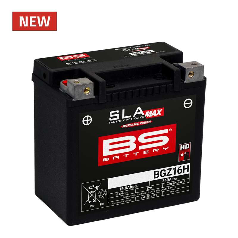 BS BATTERY SLA Max Wartungsfreie Batterie Werkseitig aktiviert - BGZ16H für HONDA, SUZUKI, KAWASAKI und YAMAHA 1985-2025