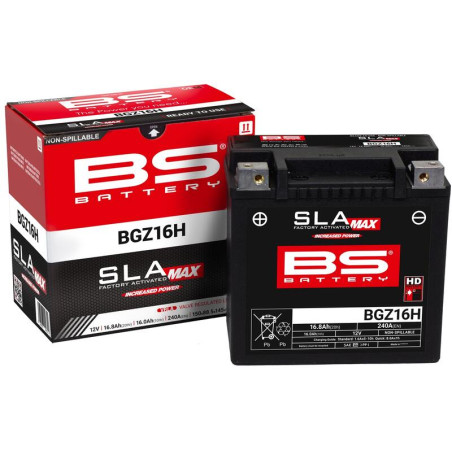 Batería BS BATTERY SLA Max sin mantenimiento activada en fábrica - BGZ16H para HONDA, SUZUKI, KAWASAKI y YAMAHA de 1985 a 2025